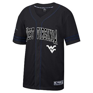 Men's Colosseum Black West Virginia Mountaineers Free Spirited Mesh Button-Up Baseball Jersey