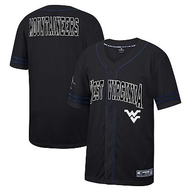 Men's Colosseum Black West Virginia Mountaineers Free Spirited Mesh Button-Up Baseball Jersey