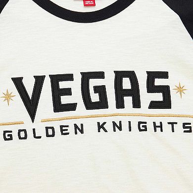 Men's Mitchell & Ness Cream Vegas Golden Knights Legendary Slub Vintage Raglan Long Sleeve T-Shirt