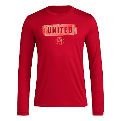 Men's adidas Red Atlanta United FC Local Pop AEROREADY Long Sleeve T-Shirt