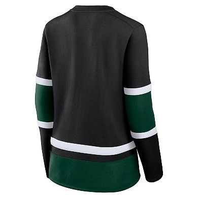 Women's Fanatics Branded  Black/Green Minnesota Wild Top Speed Lace-Up Pullover Sweatshirt