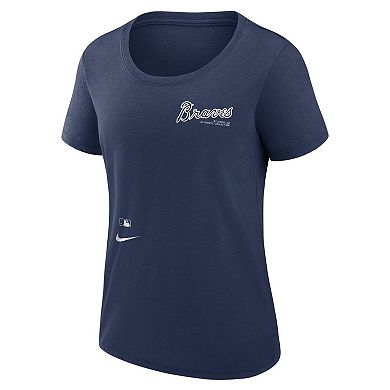 Women's Nike Navy Atlanta Braves Authentic Collection Performance Scoop Neck T-Shirt