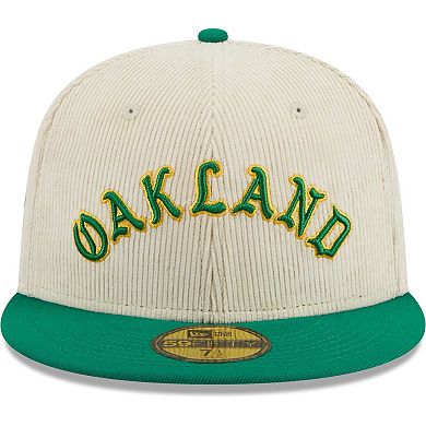 Men's New Era White Oakland Athletics  Corduroy Classic 59FIFTY Fitted Hat