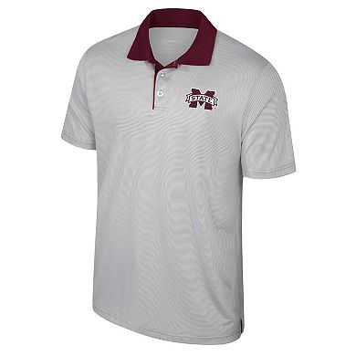 Men's Colosseum Gray Mississippi State Bulldogs Tuck Striped Polo