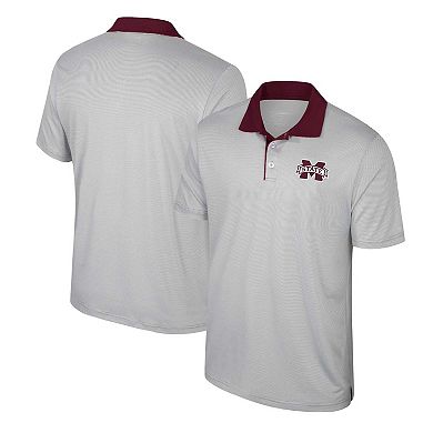 Men's Colosseum Gray Mississippi State Bulldogs Tuck Striped Polo