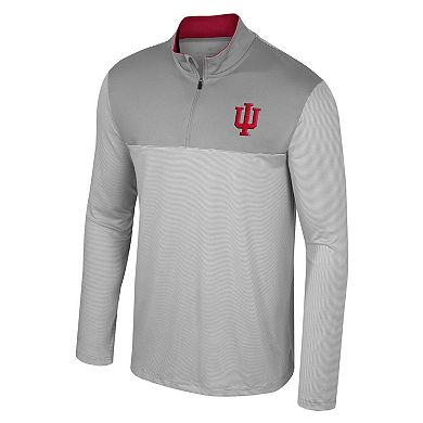 Men's Colosseum Gray Indiana Hoosiers Tuck Quarter-Zip Top