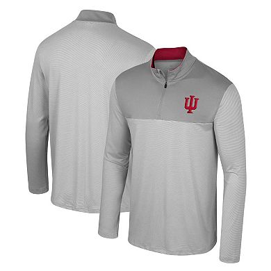 Men's Colosseum Gray Indiana Hoosiers Tuck Quarter-Zip Top