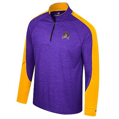 Men's Colosseum Purple ECU Pirates Langmore Raglan Quarter-Zip Top