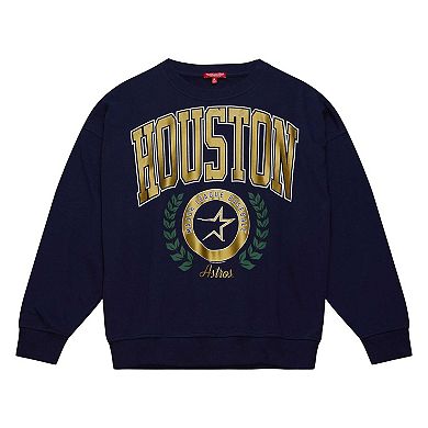 Women's Mitchell & Ness Navy Houston Astros Cooperstown Collection Logo Pullover Sweatshirt