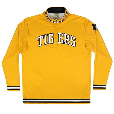 Men's Gold Missouri Tigers Throwback Basketball Quarter-Zip Pullover Top