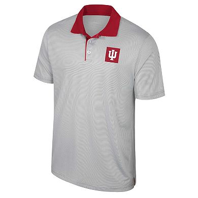 Men's Colosseum Gray Indiana Hoosiers Tuck Striped Polo