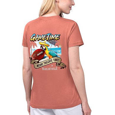 Women's Margaritaville Coral Cincinnati Bengals Game Time V-Neck T-Shirt