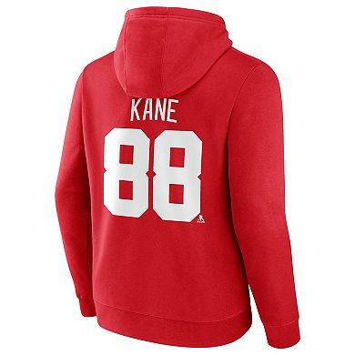 Men's  Fanatics Branded Patrick Kane Red Detroit Red Wings Authentic Stack Name & Number Pullover Hoodie