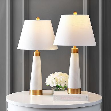 Travis Marbleiron Gold Modern Column Led Table Lamp (set Of 2)