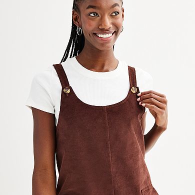 Juniors' Live To Be Spoiled Corduroy Overall Dress and Tee Set 