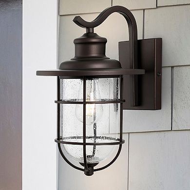 Westfield Iron/seeded Glass Rustic Industrial Cage Led Outdoor Lantern