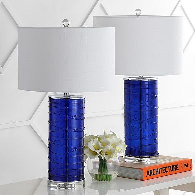 Cole Modern Fused Glass Cylinder Led Table Lamp (set Of 2)