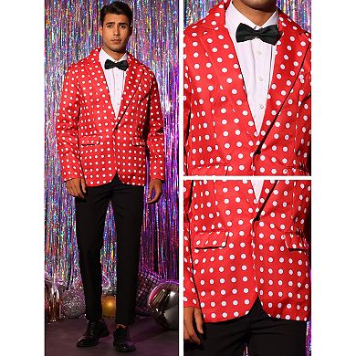 Polka Dots Blazers For Men's Classic Slim Fit One Button Business Sport Coats