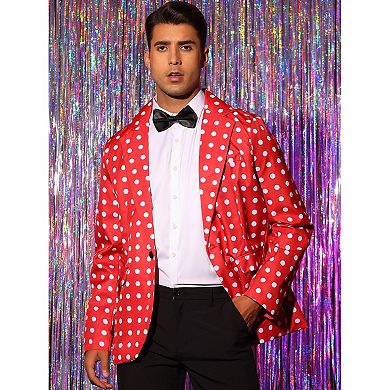 Polka Dots Blazers For Men's Classic Slim Fit One Button Business Sport Coats