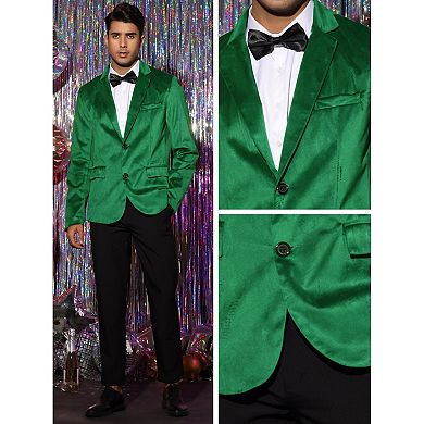 Velvet Blazers For Men's Solid Color Two Button Formal Suede Sports Coats