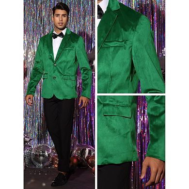Velvet Blazers For Men's Solid Color Two Button Formal Suede Sports Coats