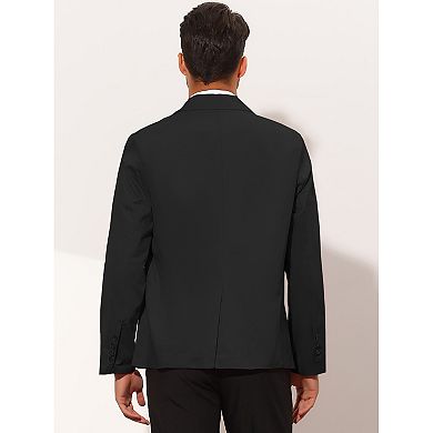 Solid Color Business Blazer For Men's One Button Notched Lapel Sports Coat Suit Jackets