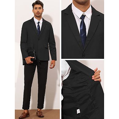 Solid Color Business Blazer For Men's One Button Notched Lapel Sports Coat Suit Jackets