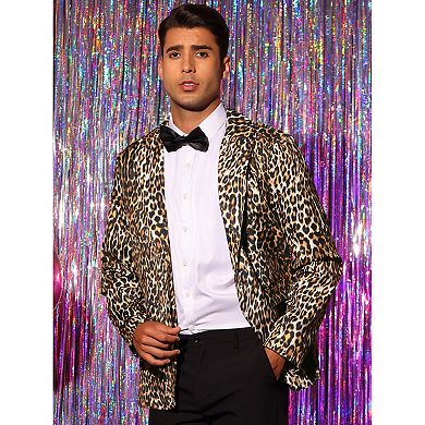 Animal Printed Blazer For Men's Vintage Slim Fit One Button Party Sports Coats