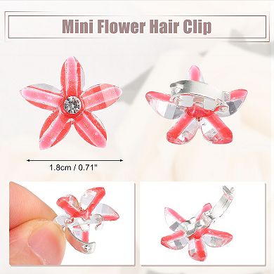 20pcs Small Flower Hair Clips Rhinestone Mini Cute Clip For Fine Hair