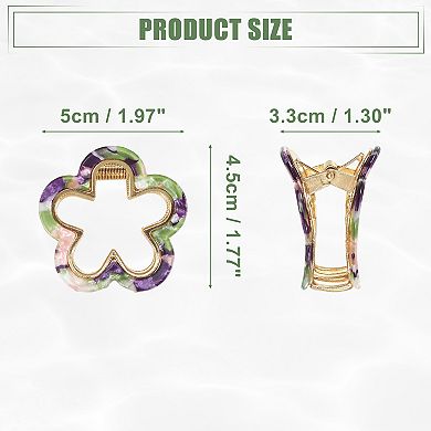 2 Pcs Flower Hair Claw Clip Small Hair Jaw Clips For Women Purple Brown 1.97"