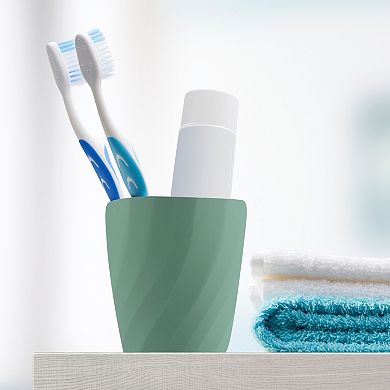 2pcs Bathroom Tumblers Cup Toothbrush Holder Spiral Pattern 380ml