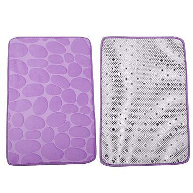Bathroom Rugs Bath Mat Machine Washable Purple Cobblestone Pattern 23.62"x15.75"