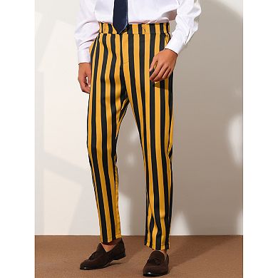 Striped Dress Pants For Men's Big & Tall Flat Front Business Trousers