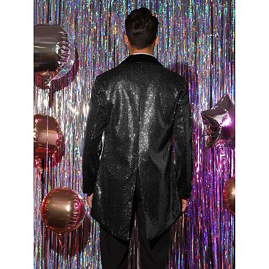 Sequin Tuxedo For Men's Shawl Lapel Shiny Party Wedding Tailcoat