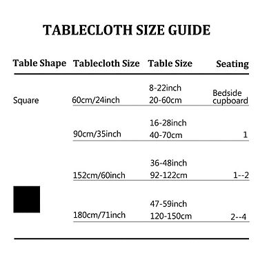 Vinyl Plastic Tablecloth For Square Tables 35" X 35" Water Oil