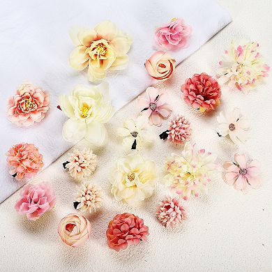 21pcs Women Flower Hair Clips Flower Hair Barrettes For Party Pink White