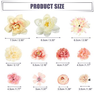 21pcs Women Flower Hair Clips Flower Hair Barrettes For Party Pink White