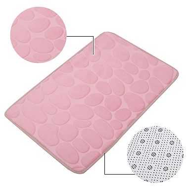 Bathroom Rugs Bath Mat Machine Washable Pink Cobblestone Pattern 23.62"x15.75"