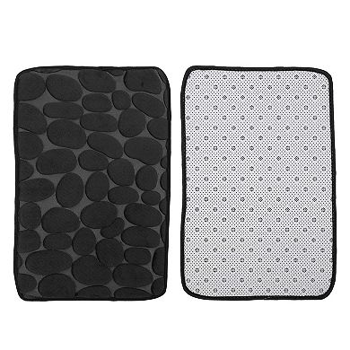 Bathroom Rugs Bath Mat Machine Washable Cobblestone Pattern Black 23.62"x15.75"