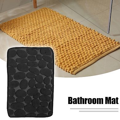 Bathroom Rugs Bath Mat Machine Washable Cobblestone Pattern Black 23.62"x15.75"