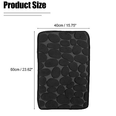 Bathroom Rugs Bath Mat Machine Washable Cobblestone Pattern Black 23.62"x15.75"