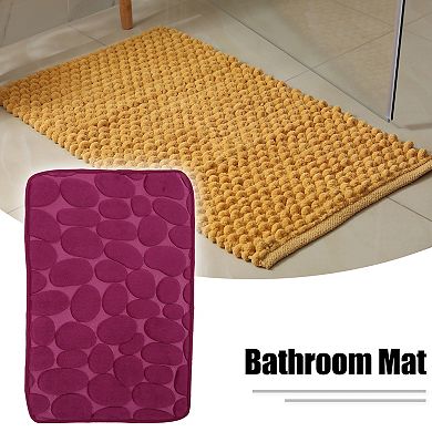 Bathroom Rugs Bath Mat Machine Washable Wine Red Cobblestone Pattern 23.6"x15.7"