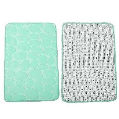 Bathroom Rugs Bath Mat Machine Washable Green Cobblestone Pattern 23.62"x15.75"