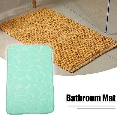 Bathroom Rugs Bath Mat Machine Washable Green Cobblestone Pattern 23.62"x15.75"