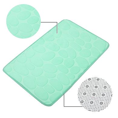 Bathroom Rugs Bath Mat Machine Washable Green Cobblestone Pattern 23.62"x15.75"