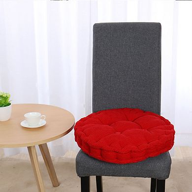 Home Corduroy Round Shaped Thickened Pillow Seat Chair Cushion Pad Mat Red