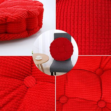 Home Corduroy Round Shaped Thickened Pillow Seat Chair Cushion Pad Mat Red