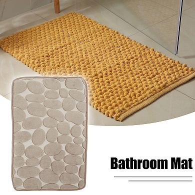 Bathroom Rugs Bath Mat Machine Washable Beige Cobblestone Pattern 23.62"x15.75"