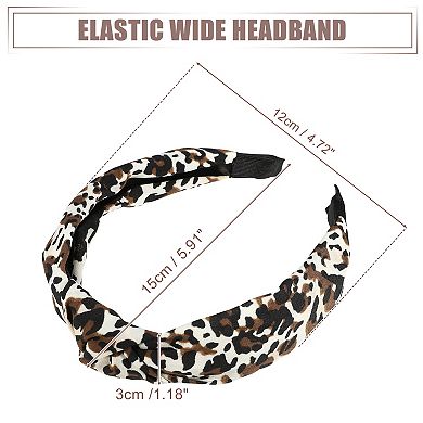 Leopard Pattern Headbands Women Elastic Knotted Headbands Coffee 1.18" Wide