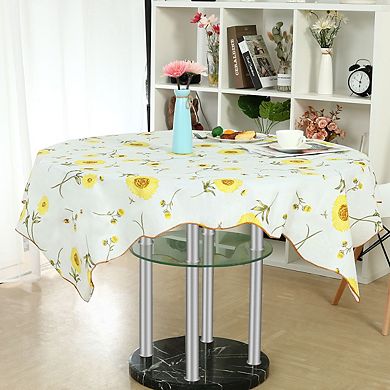 Vinyl Tablecloth For Square Table 53" X 53" Flower Print Oil